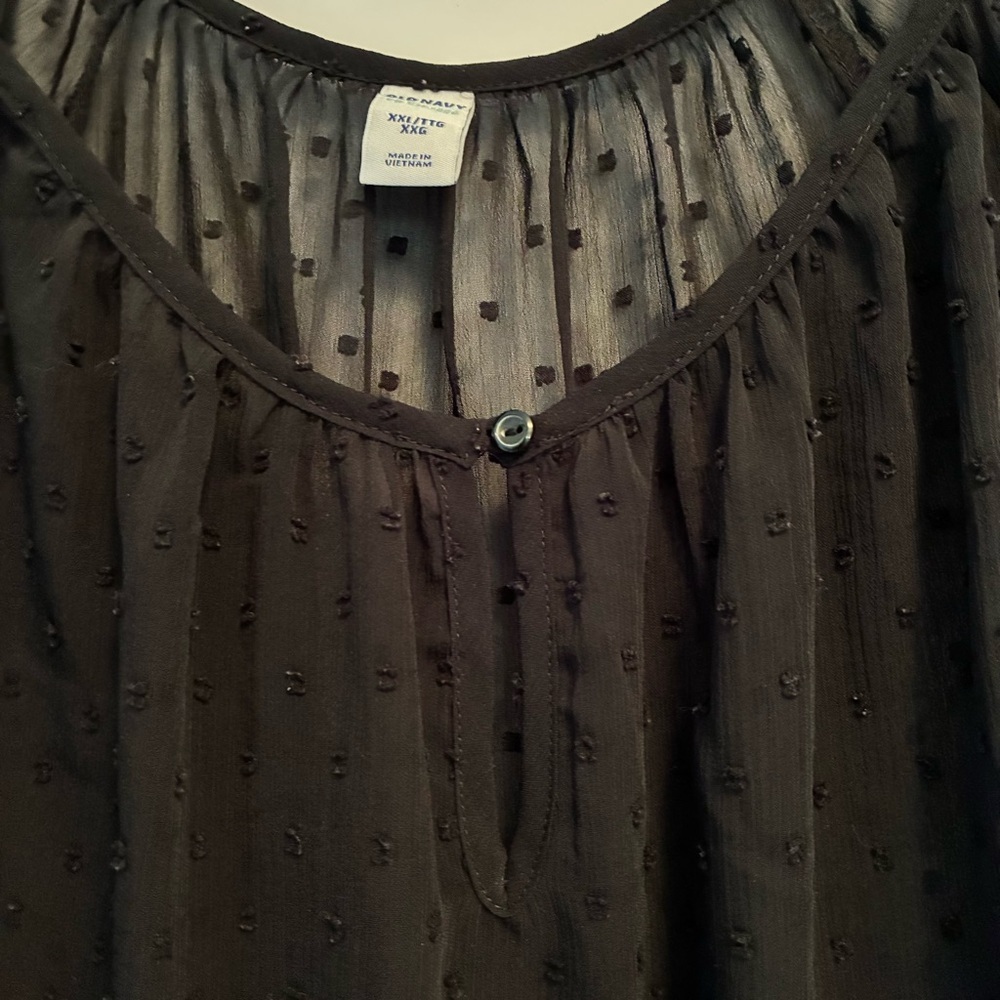 Old Navy Women's Swiss Dot Chiffon Long Sleeve Blouse Top Black Size XXL - Picture 2 of 6